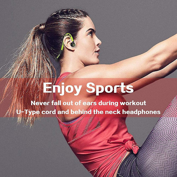 Mucro hopfällbara trådade löparsport-hörlurar natt nackband in-ear stereo hörlurar, kabellängd: 1,2 m