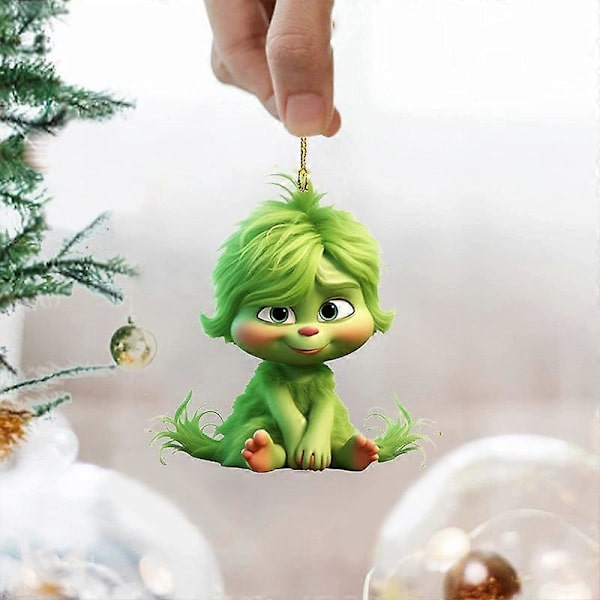 Grinch Baby Hengelpynt Julepynt Juletrepynt Hengelpynt Akryl Flat Liten Hengelpynt-21