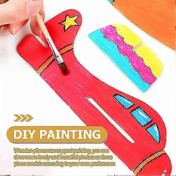 12 stk. DIY tre flymodellsett kompatible med barn - Mal og monter lekefly (18,5x14,5cm)[D]