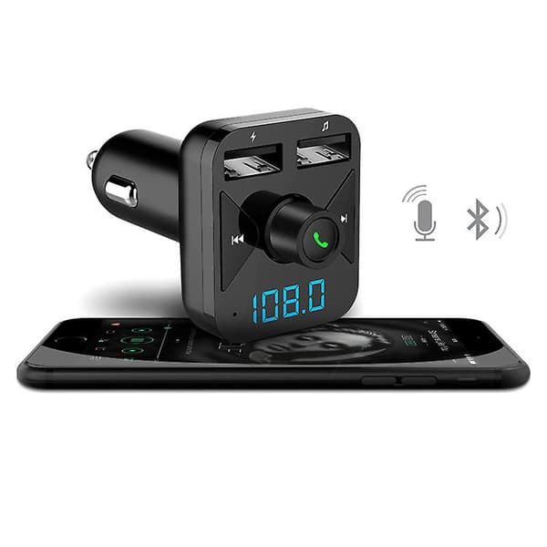 MP3 Musikafspiller FM Transmitter Bluetooth Trådløs Dobbelt USB Output Biloplader[D] Black