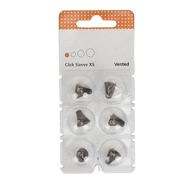 6-pack Click Sleeve Vented Silikon Antistatiska Tvättsbara Ljudförstärkare Click Sleeve Tillbehör Svart XS