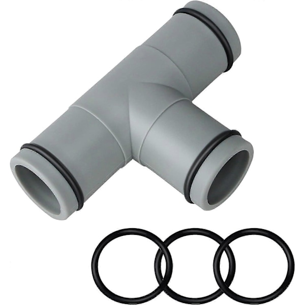 T-stycksförlängning för slangkoppling, 38 mm till 32 mm, poolslangadapter för Intex Bestway Coleman, 3-vägs ventilslangkoppling med rostfritt [D] 3-way Valve 1 piece