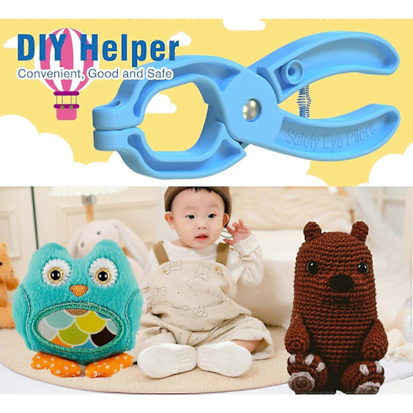 Sikkerhedsøjenværktøj Hjælpeværktøj til montering af sikkerhedsøjne til hækling Sikkerhedsøjne Hækleværktøjer til Amigurumi Hækling & Fyldte 5-30 mm Dyreøjne M 2PCS