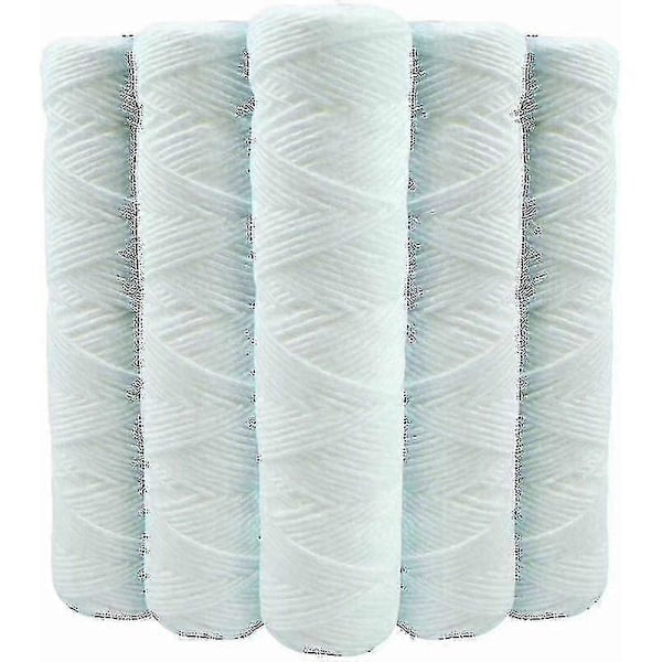 Set med 5 spiralformade vattenfilterpatroner, anti-sediment, 9 tum, 3/4 - 20 mikron, kompatibel med 10 tums filter, tillverkad i Frankrike - Shlm Kb