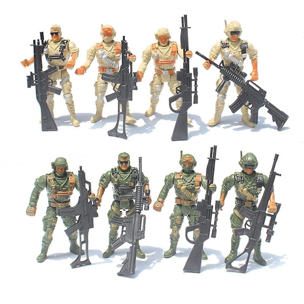 Armé Män Leksakssoldater 4in Actionfigurer 8-delad Set För Barn Pojkar Flickor [kk] A