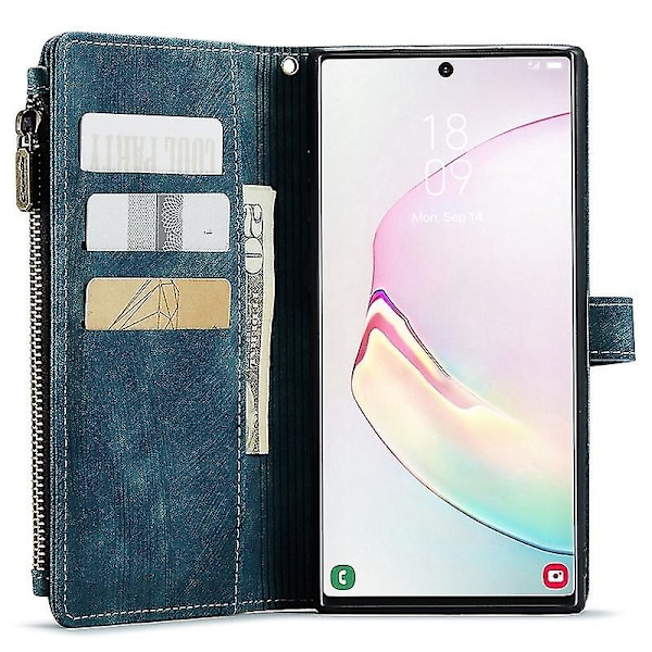For Caseme Samsung Note10 Plus 4G/5G C30-serien Ny blixtlåsfodral i läder Röd