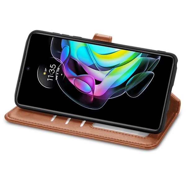Solid Farge Lær Spenne Telefondeksel For Motorola Edge 20[D] Brwon