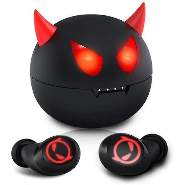 Trådløse ørepropper for barn Halloween Søt liten djevelhodetelefoner for barn voksne støyreduksjon Bluetooth 5.0 Vanntette Sport Tws Stereohodetelefoner med B