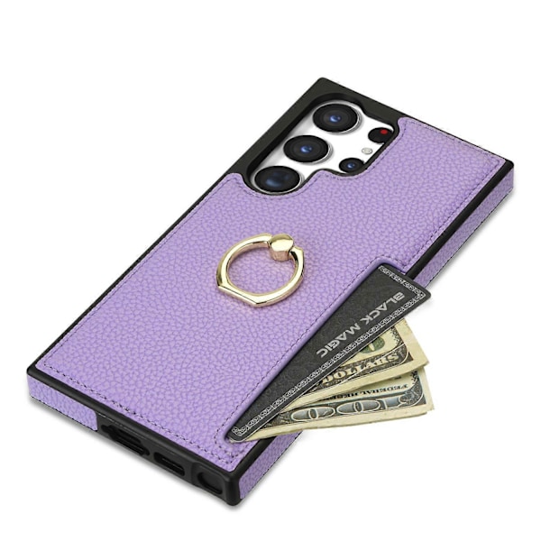 For Samsung Galaxy S24 Ultra Mobiltelefondeksel PU Lær+TPU Ring Stativ Deksel[D] Multicolor Style F