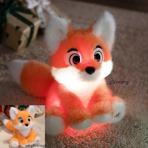 Glow Fox Lysende Tøjdyr LED Natlys Ræv Blødt Plyslegetøj (D) Orange Fox