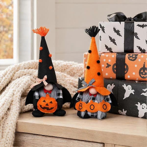 Halloween Gnome Plysdekoration Græskarfigur (D) Men
