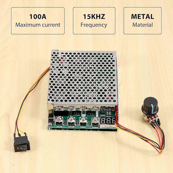 DC 10-55V 100A 3000W Motorhastighetsregulator Reversibel PWM-kontroll Fremover og Bakover Regulator silver