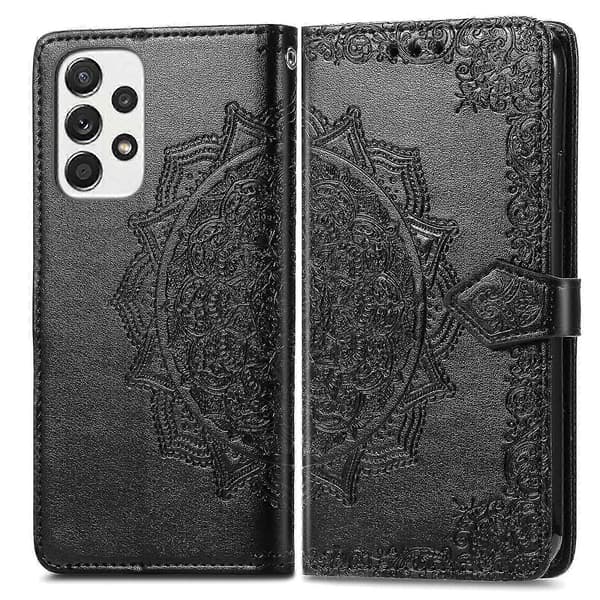 För Samsung Galaxy A33 5G Mandala Blomma Präglat Läderfodral[D] Black