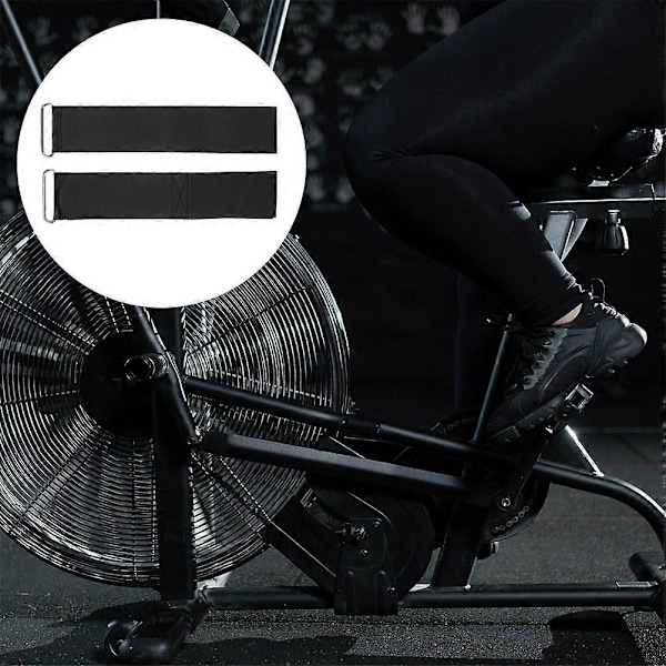 1 Par Romaskine Udskiftningsfodstropper Romaskine Pedalstropper Gym Cykel Pedalstropper Justerbare og Komfortable Fodstøttestropper[D] Black 47.00X5.00X0.30CM