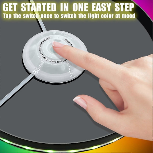 Glow in The Dark LED Flydisk - 38 RGB LED-lys, 7+5 lysmoduser, Ladbar, IP65 Vanntett Utendørs Spill Kule Leke for Voksne og Familie/Gutter/