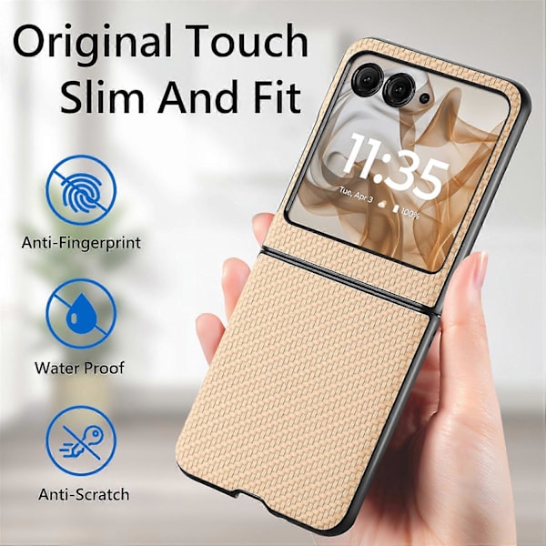 Mobilfodral i kolfiberstruktur för Motorola Razr 50 Khaki