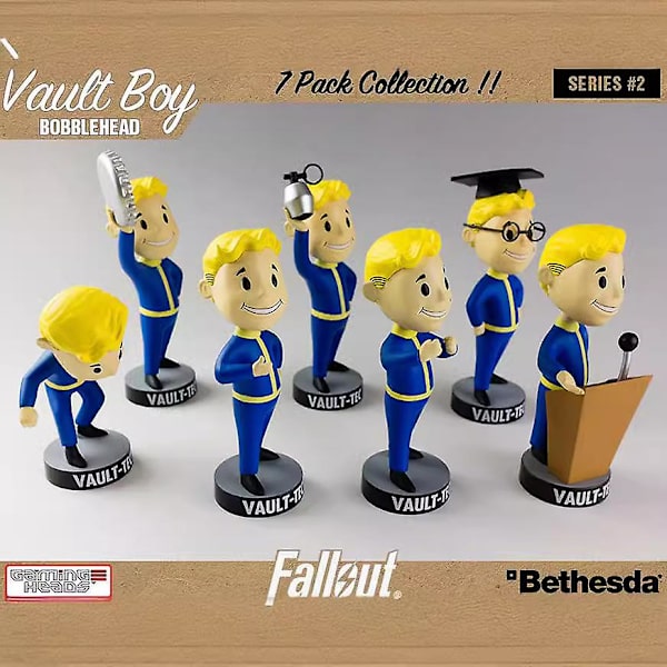 Fallout 4 Fallout Boy Q-versjon 7 bobbleheads Vault Boy-figurer i eske