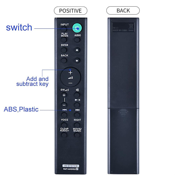 -AH300U Soundbar Fjärrkontroll Sound Bar HT-CT291 SA-CT290 SA-CT291 HT-CT290 HTCT290 [kk] Black