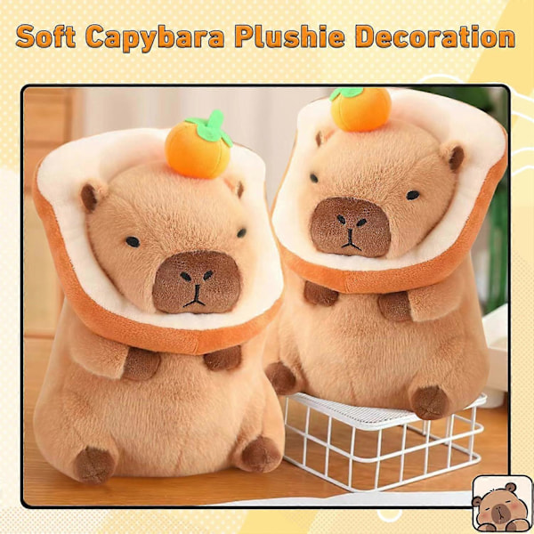 SBSG Søt Capybara Plysj Myk Capybara Kosedyr med Brød Kawaii Capybara plysj med Oransje Capybara Plysjleker Klemmer Gaver til K[D]