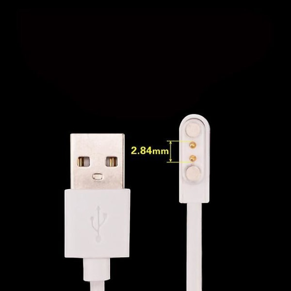 1 stk Universal Smartklokke Laderkabel, Magnetisk Laderkabel 2 Pins 4 Pins USB Lader for Smartklokke 7.62mm 2.84mm 4mm [kk] 2.84mm size 2pin