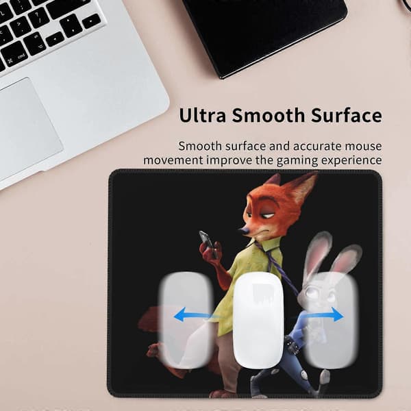 Zootopia Gummilås Kant Musematte, Kontorpultmatte, Skrivematte, Multi Kode Spillmatte Musematter for Datamaskiner Laptop Mus Musematte[D] Black 7" x 8.6"