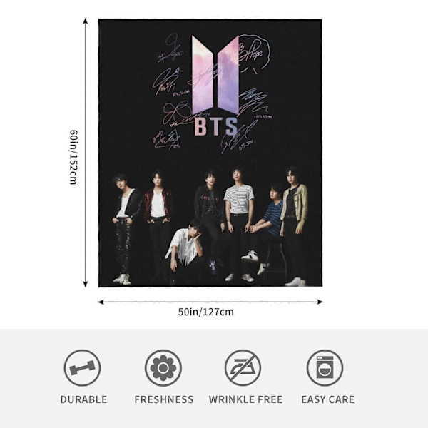 Kpop BTS Filt Mjukt Mysigt Lätt Hållbart Plysch BTS Pläd Kpop BTS Flanell Fleece Filt för Fans Kpop Lov-SYS26310[D] S