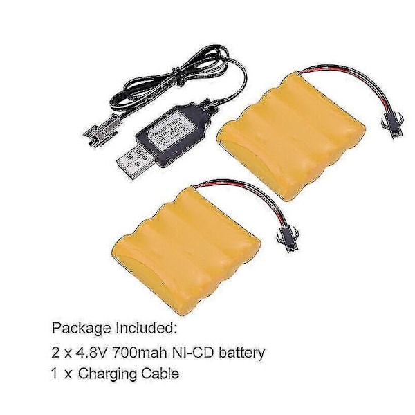 2 stk 4.8v 700mah Ni-cd Aa Batteripakke Oppladbar Sm-2p Plugg For Rc Bil Leke Dz