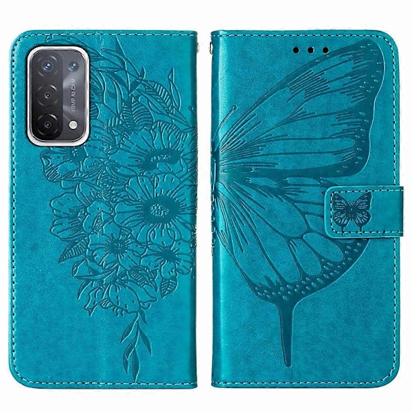 Etui til OPPO A54 5G /A74 5G/ A93 5G Flip Case Cover Premium Læder Præget Magnetisk - Blå