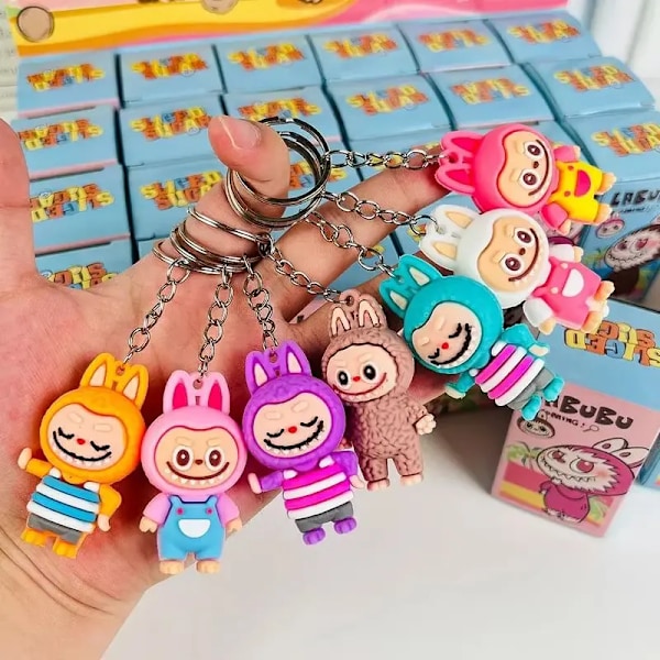 Rabu Blind Box Nyckelring 12/24st Kawaii Rabu Tecknade Figurer Mystisk Låda Rumsdekorationer Flicka Leksak Skolväska Hänge Gåva(D) color Blind Box 12pcs