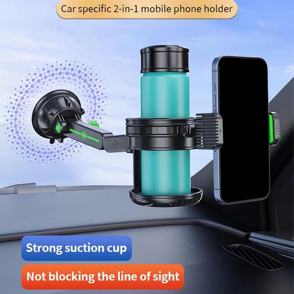 Bilkoppholder/telefonholder | Multifunksjonell sklisikker drikkeholder med PVC-base (D)