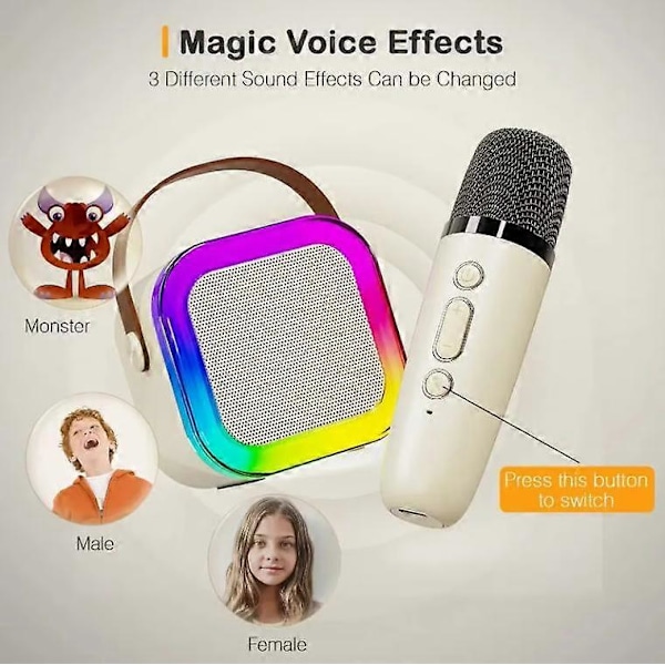 Bærbar K12 Bluetooth Karaokehøjttaler med 2 Trådløse Mikrofoner Blue