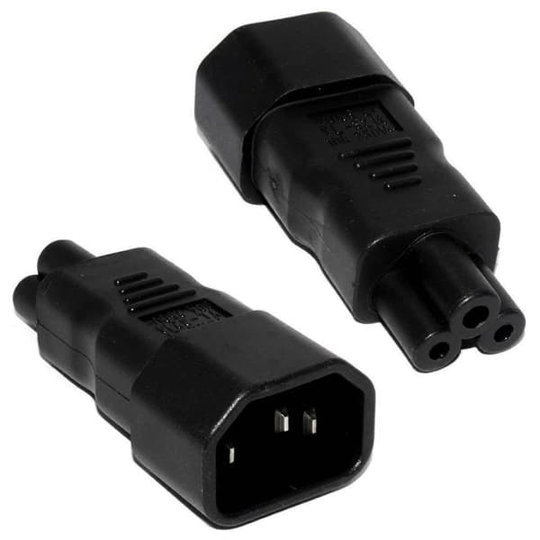 2X PDU UPS C14 til C5, IEC320 C13/C14 til C5/C6 Strømkabeladapter for PC Bærbar PC Strømforsyning [D] Black
