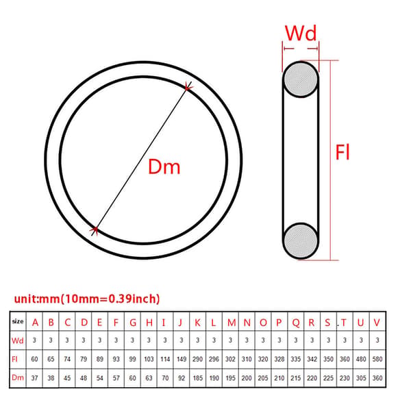 Diameter 3mm Universal Gummireim for Opptaker DVD-stasjon Lydbåndopptaker[D] Fold 93mm