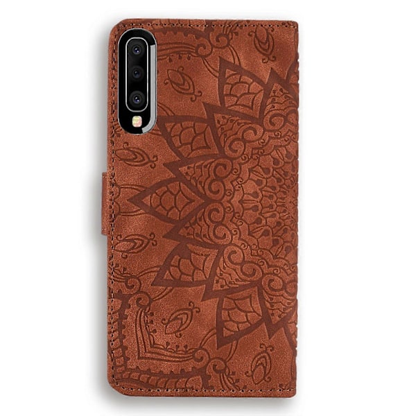 Imprint Mandala Blomster Stativ Lommebok Lærveske Deksel for Samsung Galaxy A50/A50s/A30s