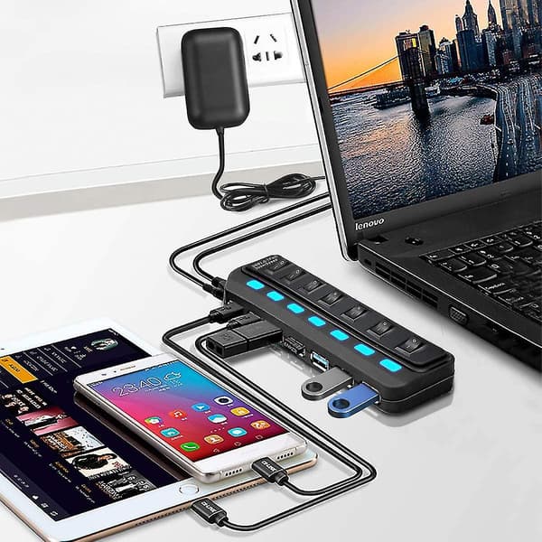 Usb Hub Aktiv 3.0 7 Port Usb Data Hub For Lading Og Dataoverføring NIUNIU[D]