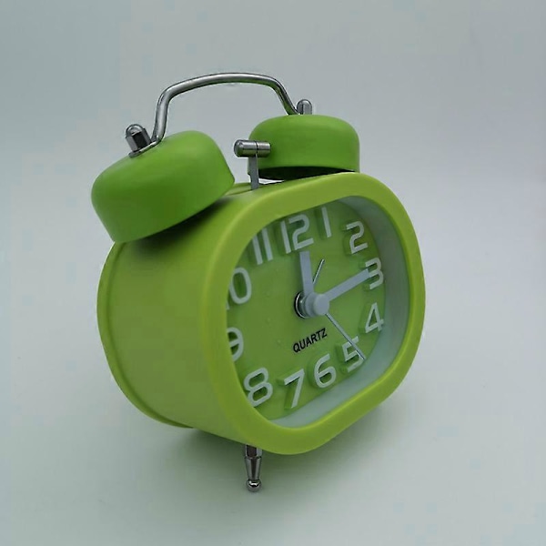 Grön Dubbel Klocka Analog Väckarklocka, Tystgående Nyhet Väckarklocka med Klocka Tyst Kvarts Väckarklocka 3 Tum Analog Väckarklocka Batteridriven Rese Väckarklocka