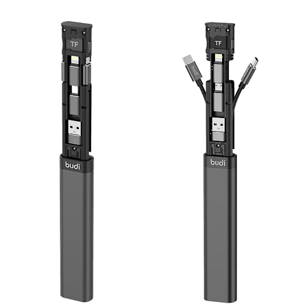 Budi Multifunksjons Smart Adapter 9 i 1 Multifunksjons Datakabel Stang Sim Kit Tf Kort Minnekortleser Oppbevaringsveske Telefonholder