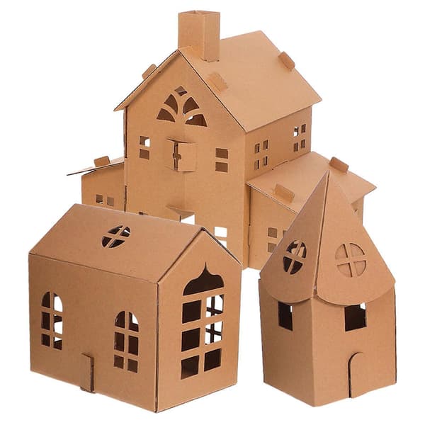 Papphus för barn DIY pysselset med färgläggning 3-pack[D]