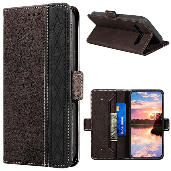 Læder Magnetisk Lukning Etui med Flip Wallet Stativfunktion Cover til Samsung Galaxy S10 Plus 4G Brown