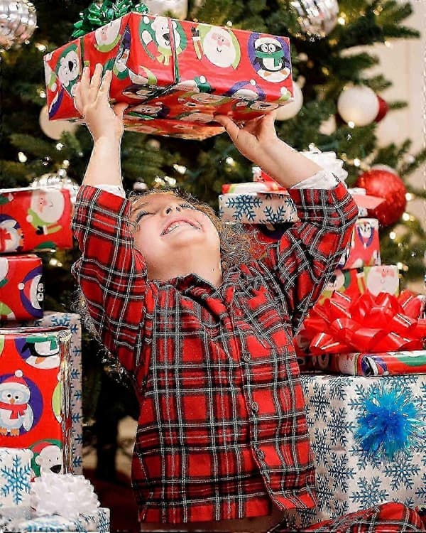 Vändbart julklappspapper jumborulle - Tomte och snöflinga design, 16,3 kvm täckning 2025[D]