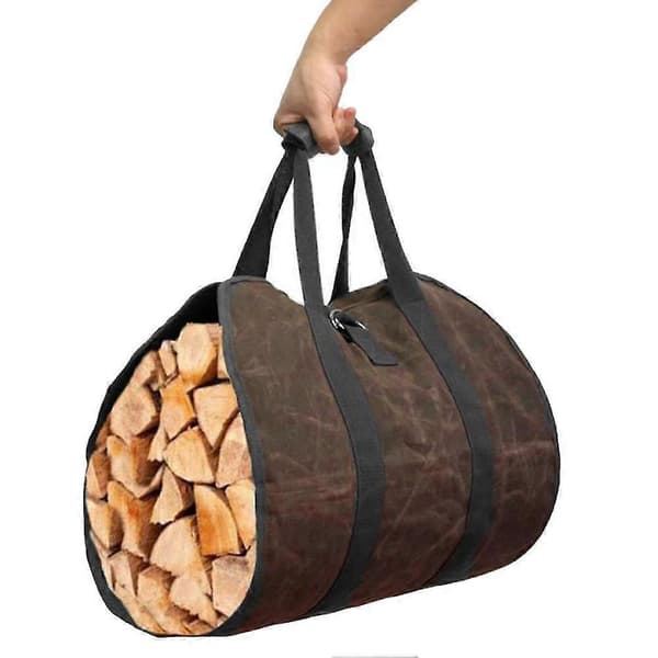Extra Stor Canvas Vedbärväska Trä Canvas Väska[D]