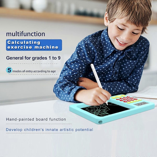 2-in-1 Matematiikka Kirjoitustabletti Lapsille - Pinkki/Sininen, Opi Matemaattisia Operaatioita Lisää, Vähennä, Kerro, Jaa, LCD-Näyttö[D] blue
