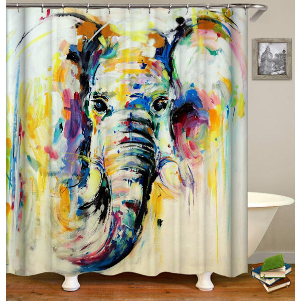 Anpassningsbar Elefant Duschdraperi 3D-tryckt Set