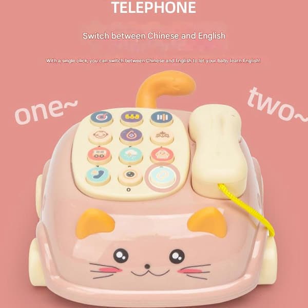Børns Legetelefon med Realistisk Lydeffekt, Interaktiv Kognitiv Auditiv Udviklingslegetøj [D] Pink