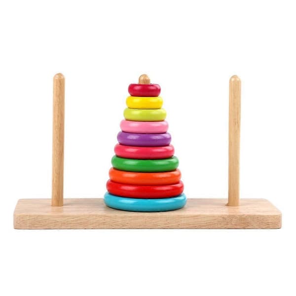 1 Sæt Børn Træ Hanoi Tårn Stacking Legetøj Pædagogisk Hanoi Tårn Stacking Legetøj[D] Multi 21.5x12.5cm