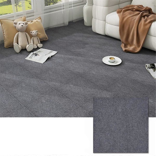 Selvklebende teppefliser 30x30cm - Enkel installasjon av gulvmatter for hjem, kontor, gang, studierom og soverom, DIY Dekor C Light Gray