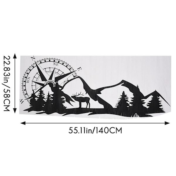 RV Camper Universal Body Sticker DIY Kompas Navigation Dyr Decal Sticker Dekoration til Bil[YJD] Black