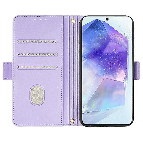 Læder Wallet Case med RFID-blokering og stativfunktion samt håndrem til Samsung Galaxy A26 5G - Grøn[D] Multicolor Purple