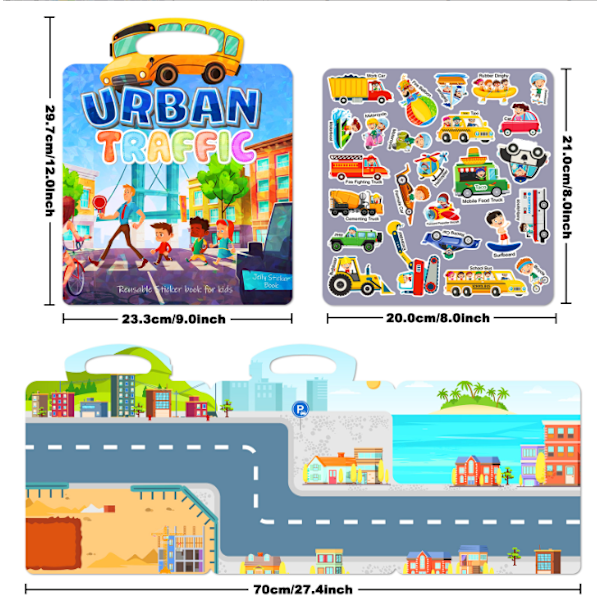 Børns Bærbare Jelly Sticker Stillebog, Genanvendelig Stickerbog, Førskole Læringsaktivitet Rejselegetøj[YJD] World Map