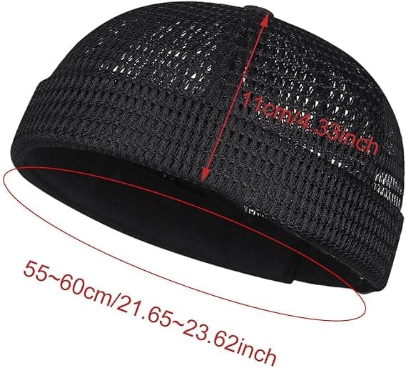 Stickad mössa, andningsbart pannband i mesh - Sommarstickad mössa utan brätte | Herrstil (D)